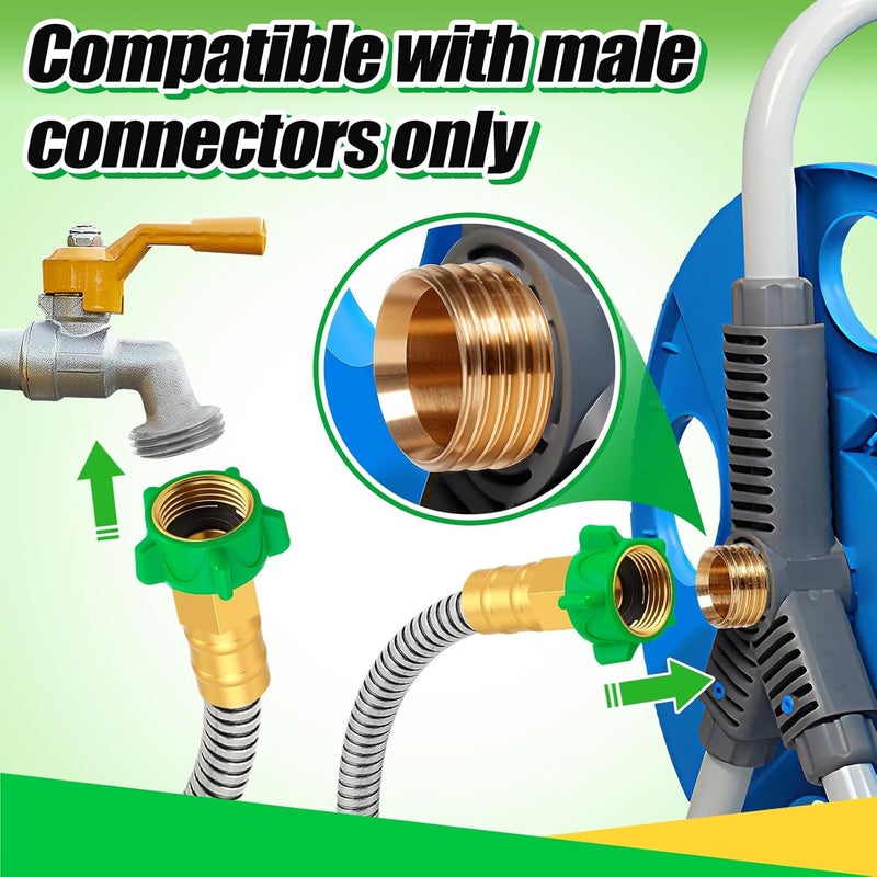 Beeplove 3ft Short Garden Hose with Female to Female Connector - Metal Leakproof Leader Hose for Hose Reel, Heavy Duty 304 Stainless Steel Flexible Hose for Outdoor Garden Watering Car Pet Cleaning - Image 2